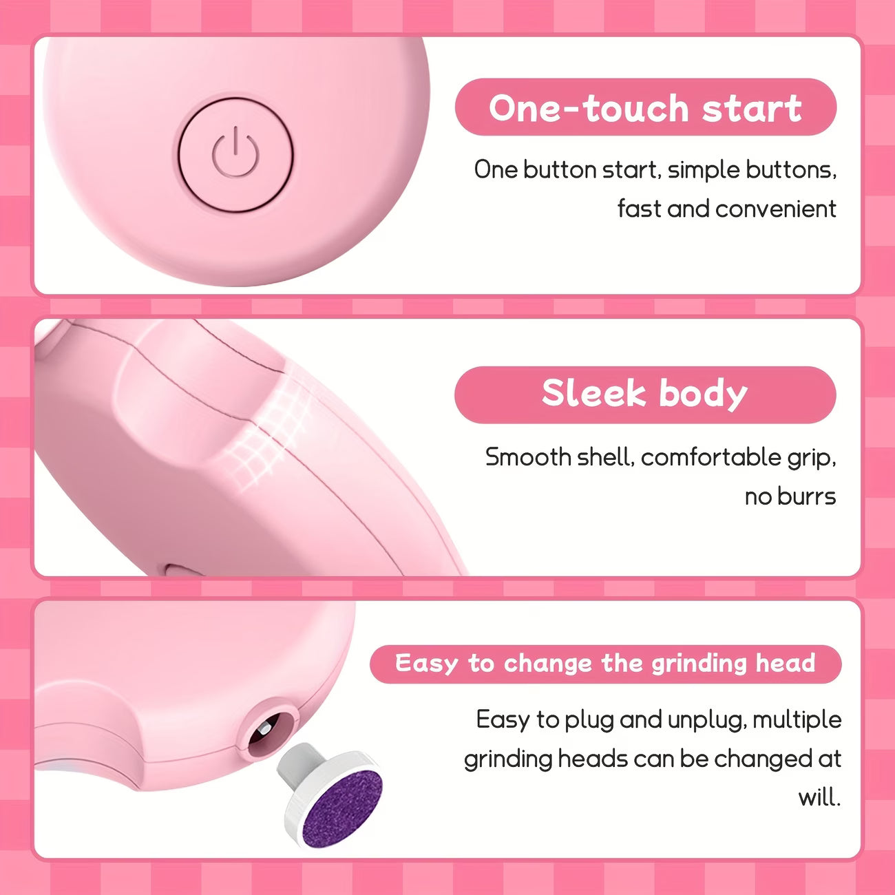 Electric Nail Clipper - 6 Grinding heads included