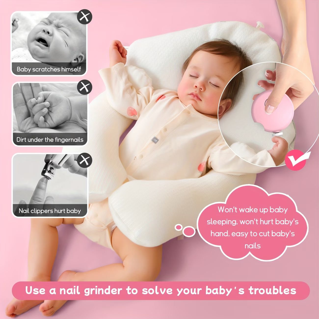 Electric Nail Clipper - 6 Grinding heads included